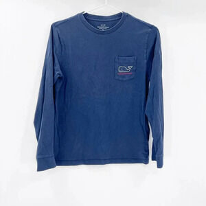 Vineyard Vines Kids Blue Whale Holiday Long Sleeve Shirt Size M